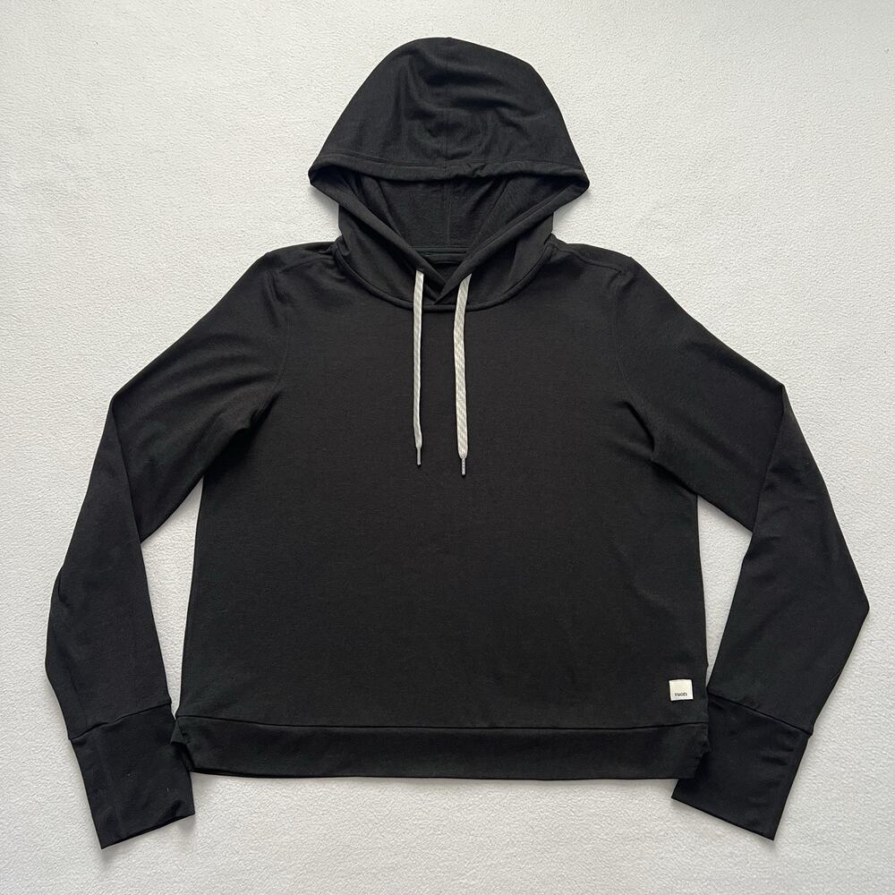 Vuori Women Black Halo Essential Pullover Dreamknit Long Sleeve Hoodie VW226 S